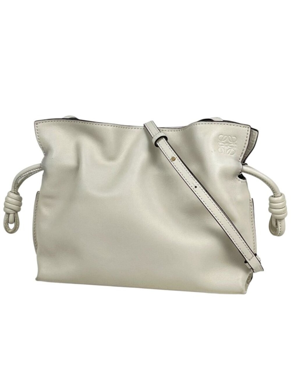 Loewe Clutch Flamenco Mini 2-Way Leather White
